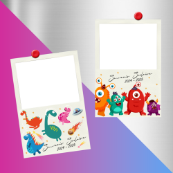 2 Magnets Polaroids Dinosaure- Frères/sœurs