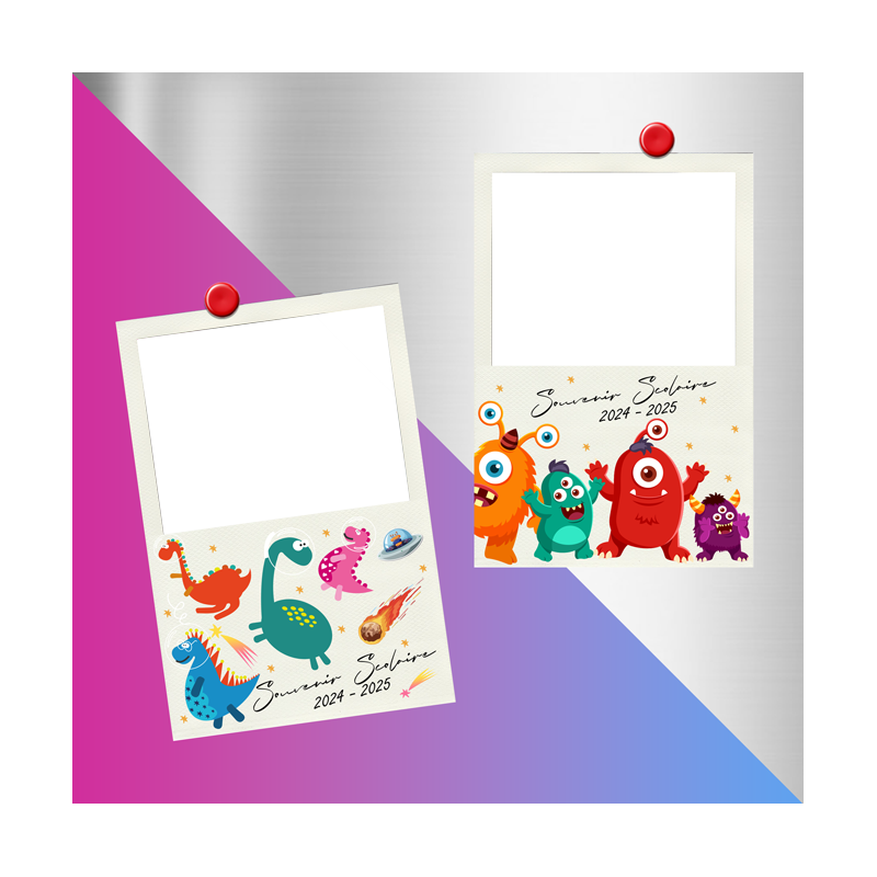 2 Magnets Polaroids Dinosaure- Frères/sœurs